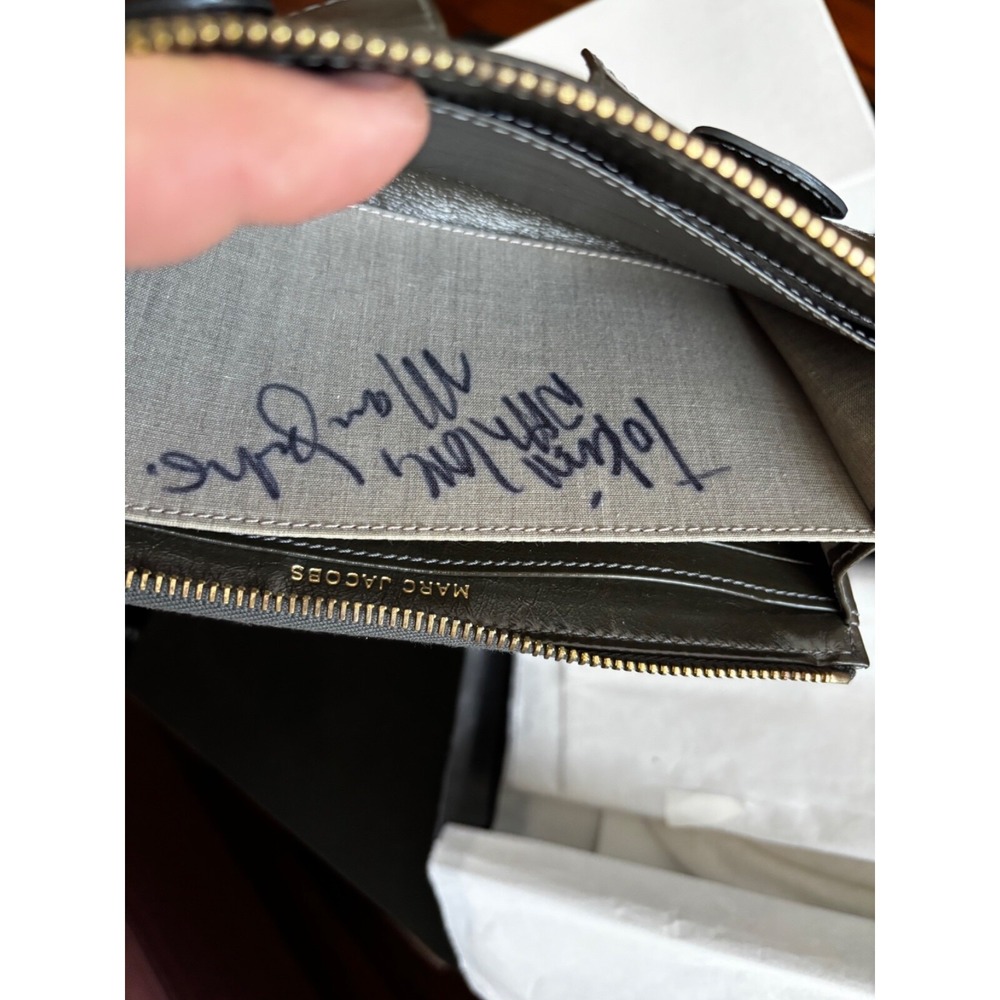 Mark Jacobs Double Buckle Black Leather Wallet Autographed by Mark Jacobs